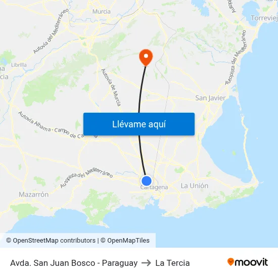 Avda. San Juan Bosco - Paraguay to La Tercia map