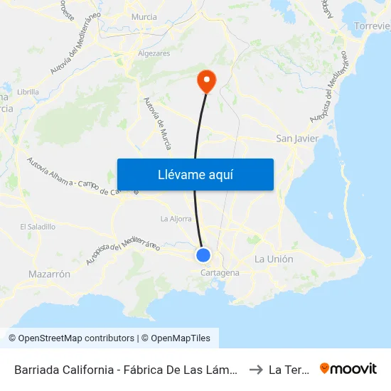 Barriada California - Fábrica De Las Lámparas to La Tercia map