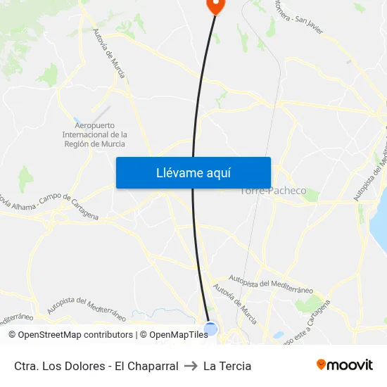 Ctra. Los Dolores - El Chaparral to La Tercia map