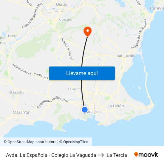 Avda. La Española - Colegio La Vaguada to La Tercia map