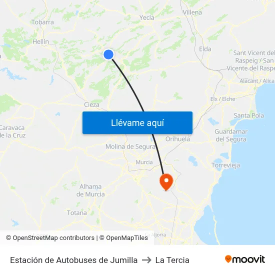 Estación de Autobuses de Jumilla to La Tercia map