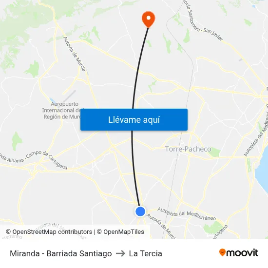 Miranda - Barriada Santiago to La Tercia map