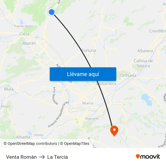 Venta Román to La Tercia map