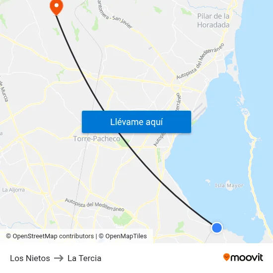 Los Nietos to La Tercia map