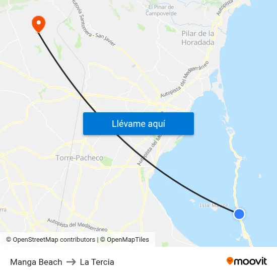 Manga Beach to La Tercia map