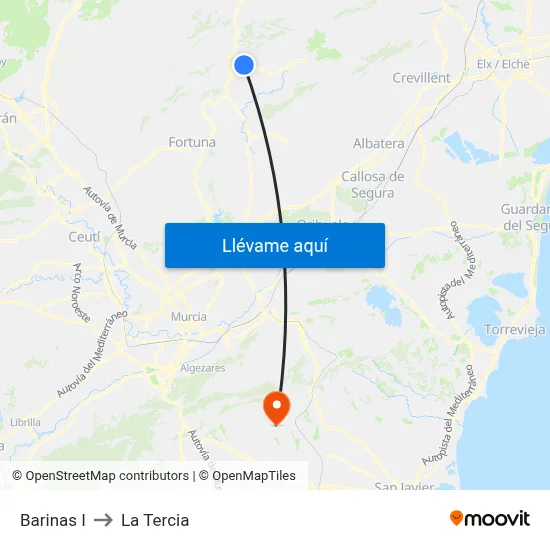 Barinas I to La Tercia map