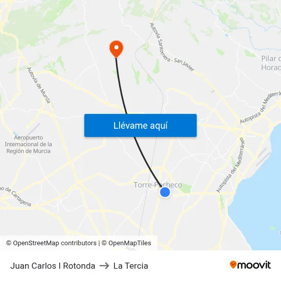 Juan Carlos I Rotonda to La Tercia map