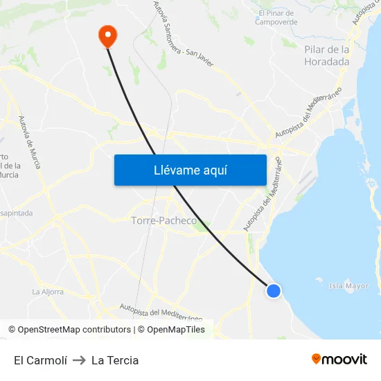El Carmolí to La Tercia map