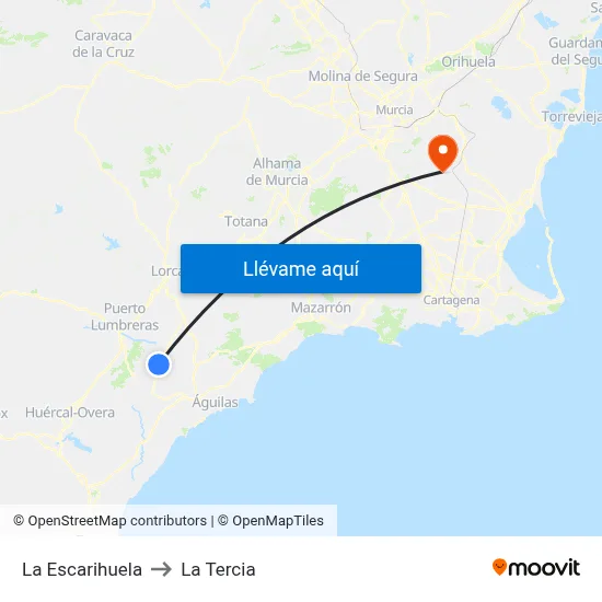 La Escarihuela to La Tercia map