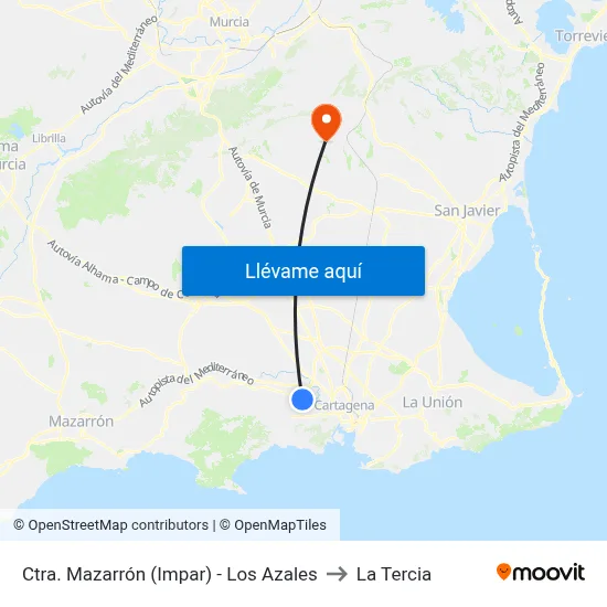 Ctra. Mazarrón (Impar) - Los Azales to La Tercia map