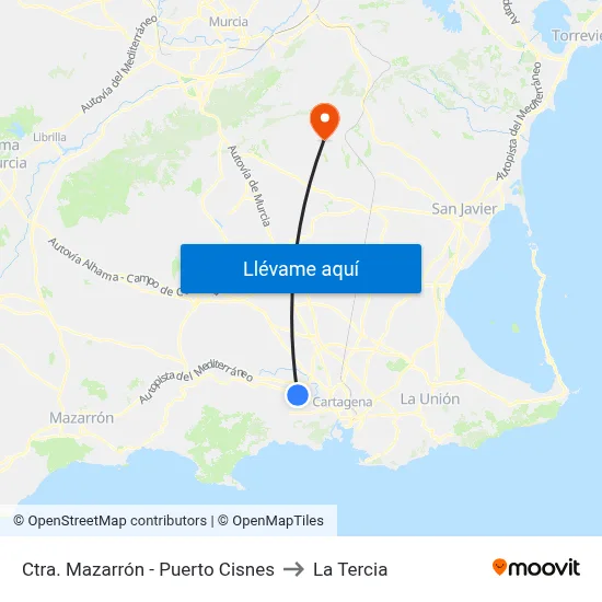 Ctra. Mazarrón - Puerto Cisnes to La Tercia map