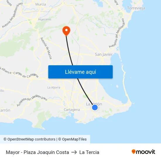 Mayor - Plaza Joaquín Costa to La Tercia map