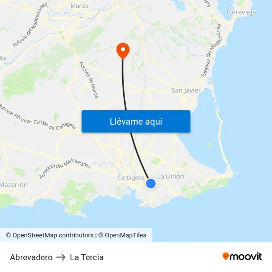 Abrevadero to La Tercia map
