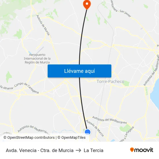 Avda. Venecia - Ctra. de Murcia to La Tercia map