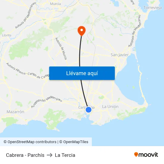 Cabrera - Parchís to La Tercia map