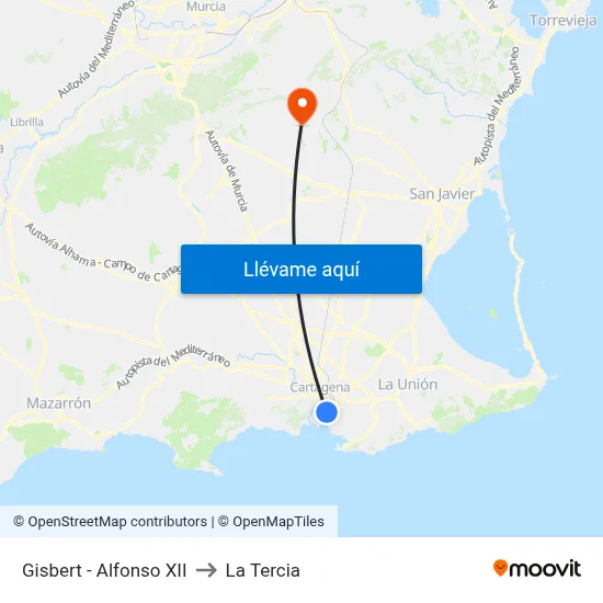 Gisbert - Alfonso XII to La Tercia map