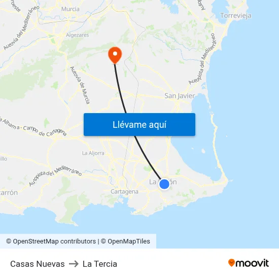 Casas Nuevas to La Tercia map