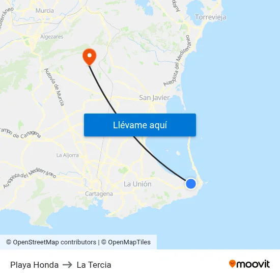 Playa Honda to La Tercia map
