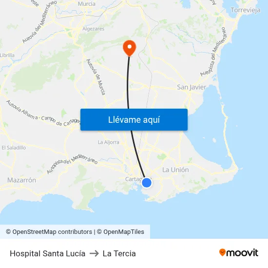 Hospital Santa Lucía to La Tercia map
