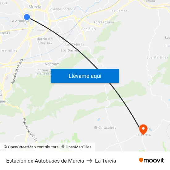 Estación de Autobuses de Murcia to La Tercia map