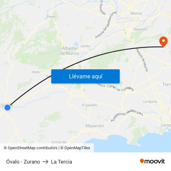 Óvalo - Zurano to La Tercia map