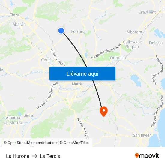 La Hurona to La Tercia map
