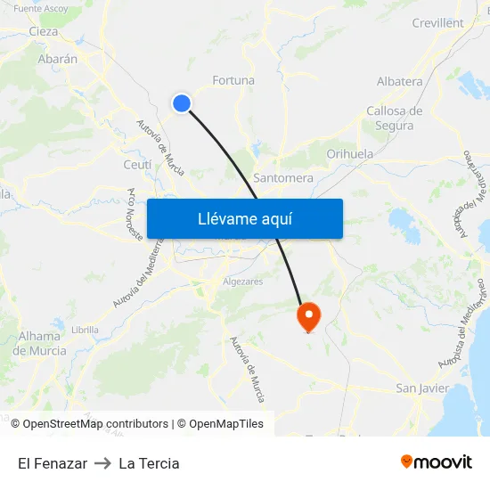 El Fenazar to La Tercia map