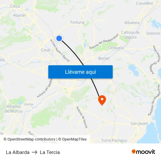 La Albarda to La Tercia map