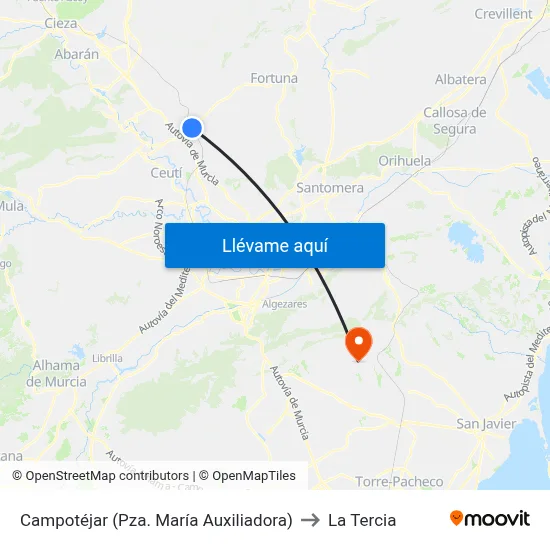 Campotéjar (Pza. María Auxiliadora) to La Tercia map