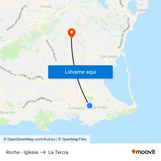 Roche - Iglesia to La Tercia map
