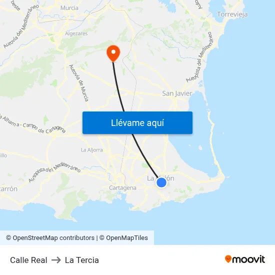 Calle Real to La Tercia map