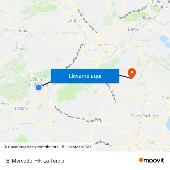 El Mercado to La Tercia map