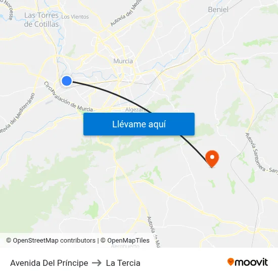 Avenida Del Príncipe to La Tercia map