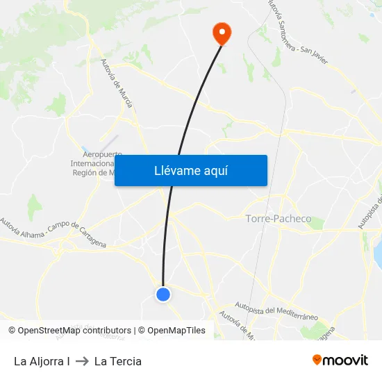 La Aljorra I to La Tercia map