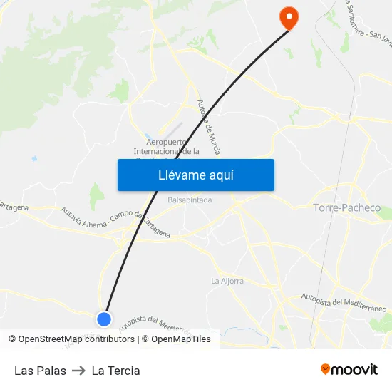 Las Palas to La Tercia map