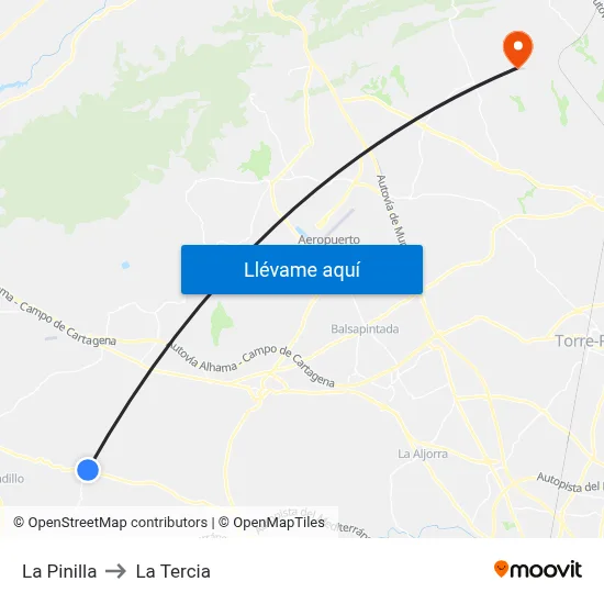 La Pinilla to La Tercia map
