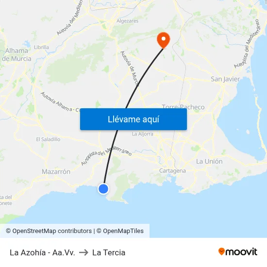 La Azohía - Aa.Vv. to La Tercia map