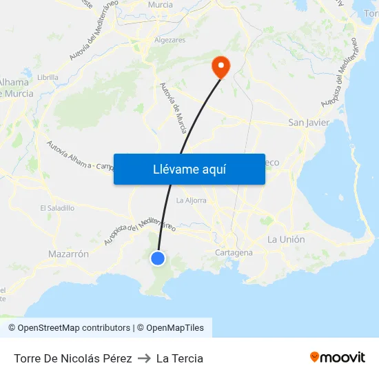 Torre De Nicolás Pérez to La Tercia map