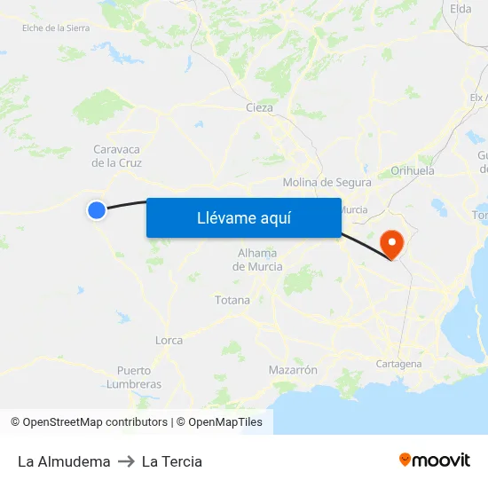 La Almudema to La Tercia map