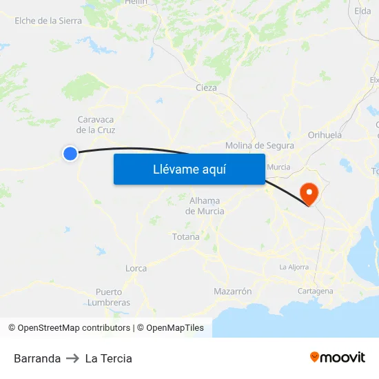 Barranda to La Tercia map