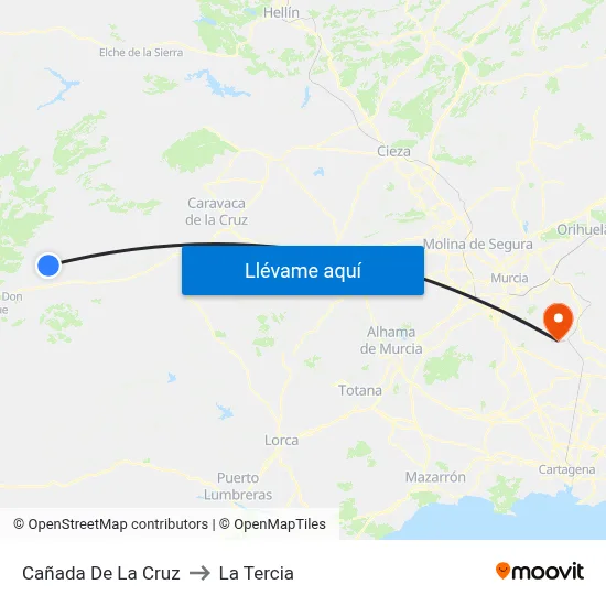 Cañada De La Cruz to La Tercia map