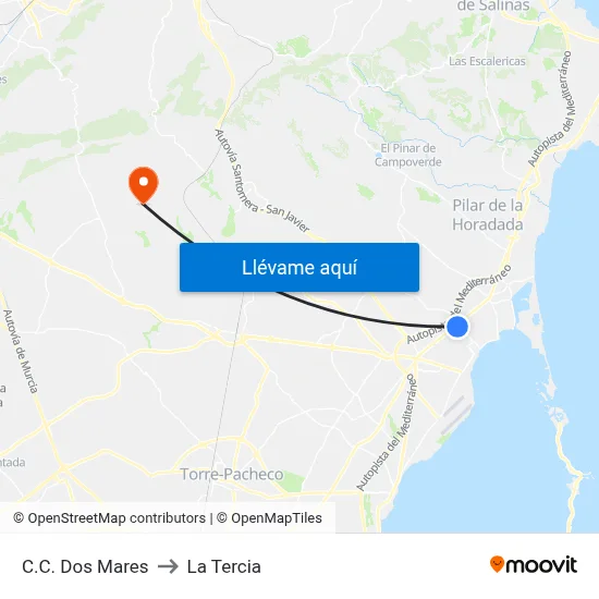 C.C. Dos Mares to La Tercia map
