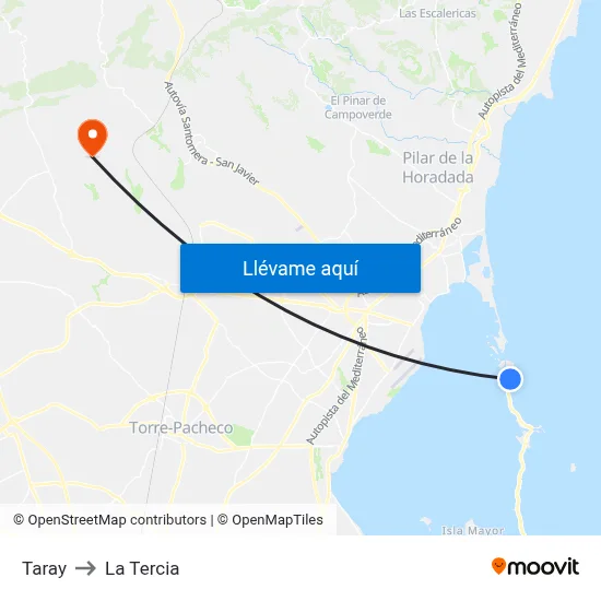 Taray to La Tercia map