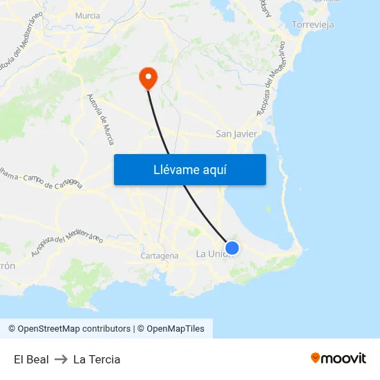 El Beal to La Tercia map