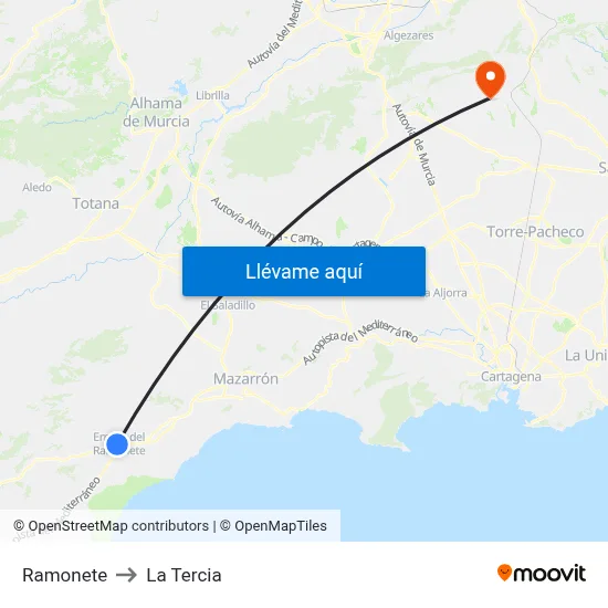 Ramonete to La Tercia map