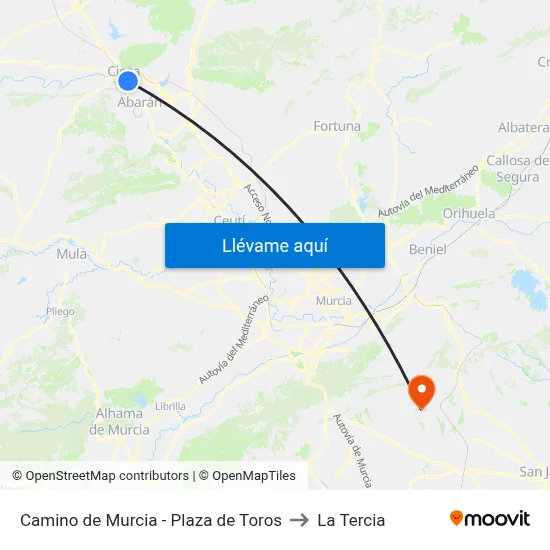 Camino de Murcia - Plaza de Toros to La Tercia map