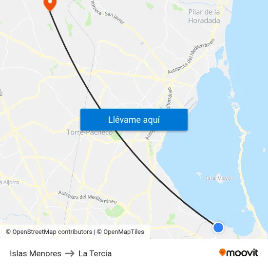 Islas Menores to La Tercia map