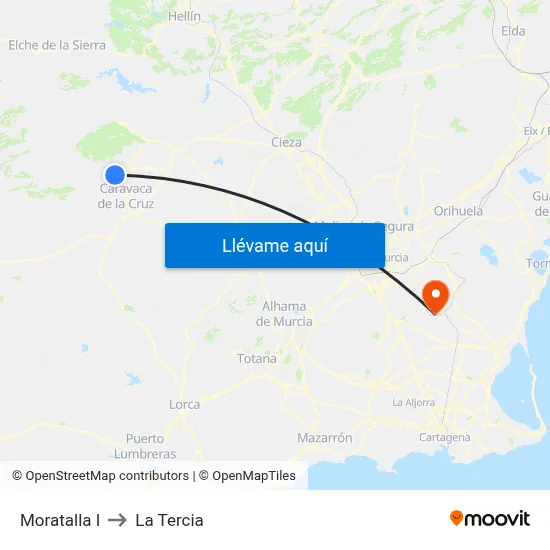 Moratalla I to La Tercia map