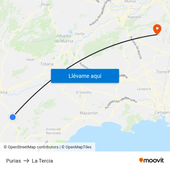 Purias to La Tercia map