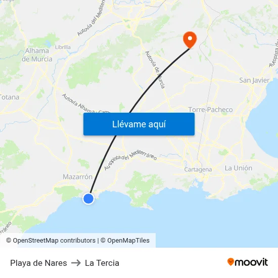 Playa de Nares to La Tercia map